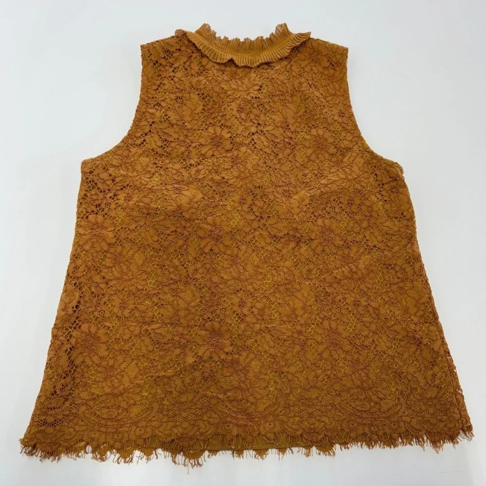 J‎ Crew Top Women Medium Orange Lace Boho Romantic Feminine H2203